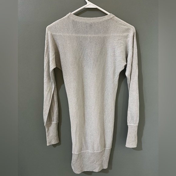 Anthropologie eris grey metallic Long sleeve blouse tunic silk blend vneck S - Picture 6 of 6